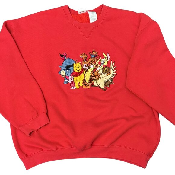 Disney Vintage 90's Winnie the Pooh & Friends Embroidered Sweatshirt - Large - Picture 1 of 8